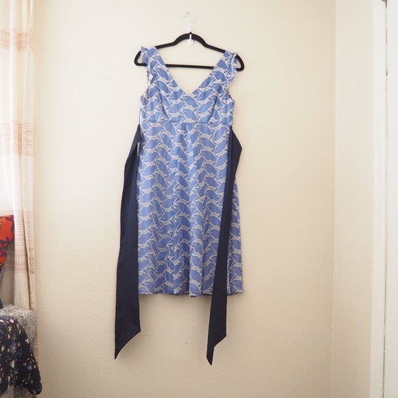 Anthropologie Lithe Blue Sleeveless Waterleaf Embroidered Dress sz 4 - Picture 6 of 7